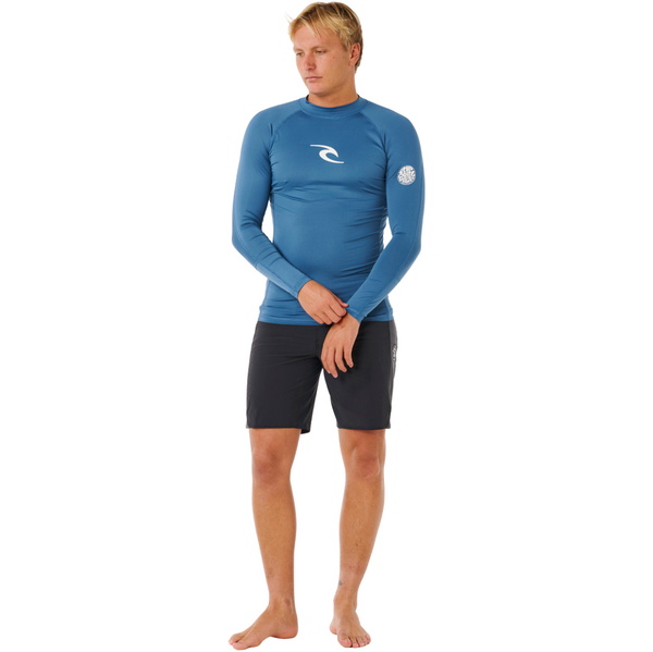 2026 Rip Curl Männer Waves UPF Performance Langarm-Lycra-Weste 16FMRV - Bluefin